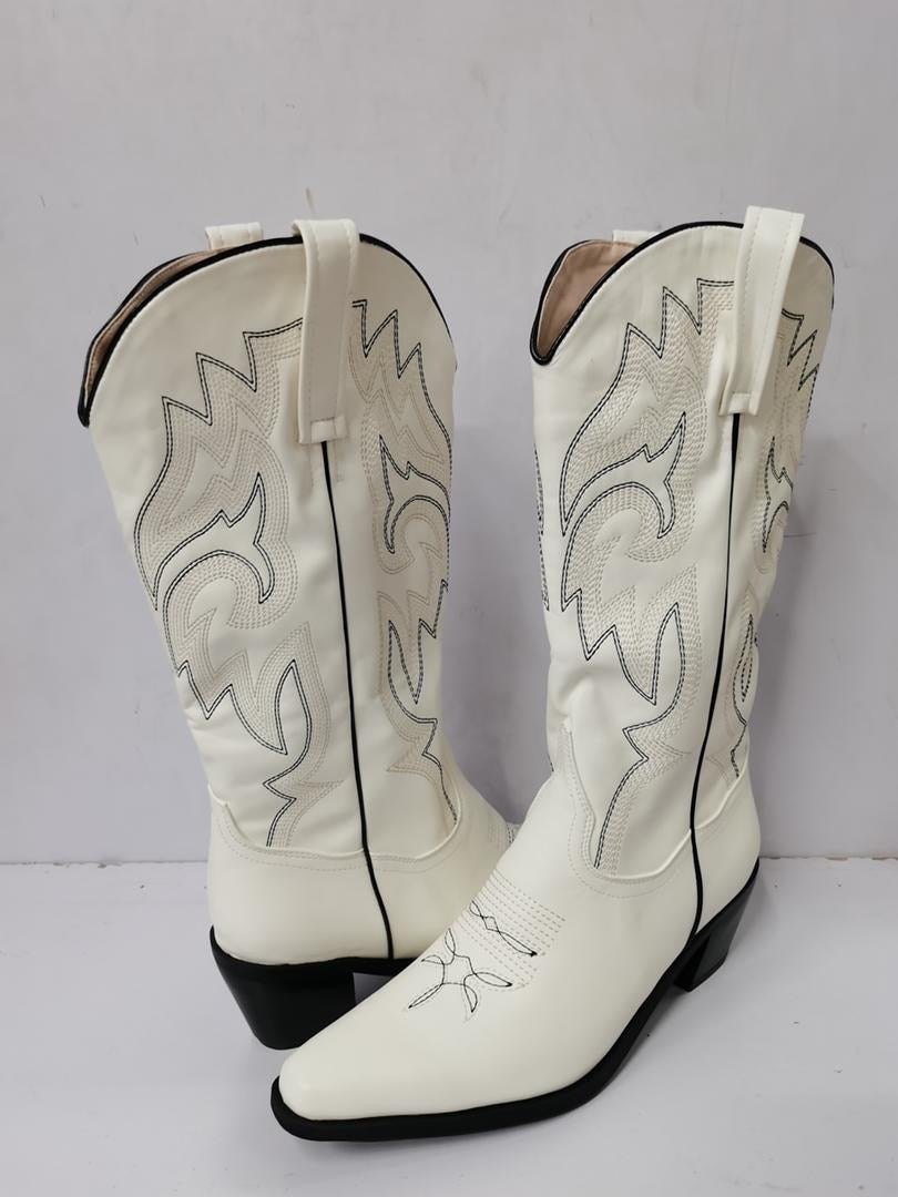 Peris Gems PU Leather Cowboy Boots for Women | Knee High Leather Boots SHEIN Amazon Temu