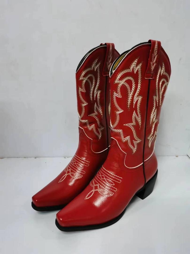 Peris Gems PU Leather Cowboy Boots for Women | Knee High Leather Boots SHEIN Amazon Temu