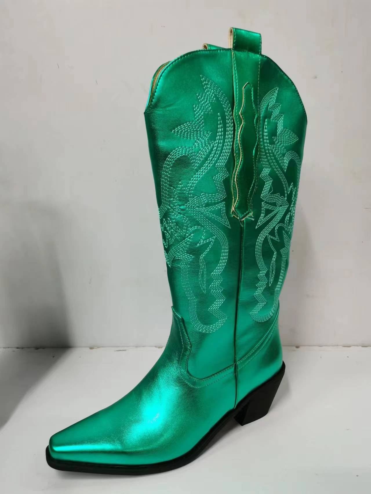 Peris Gems PU Leather Cowboy Boots for Women | Knee High Leather Boots SHEIN Amazon Temu