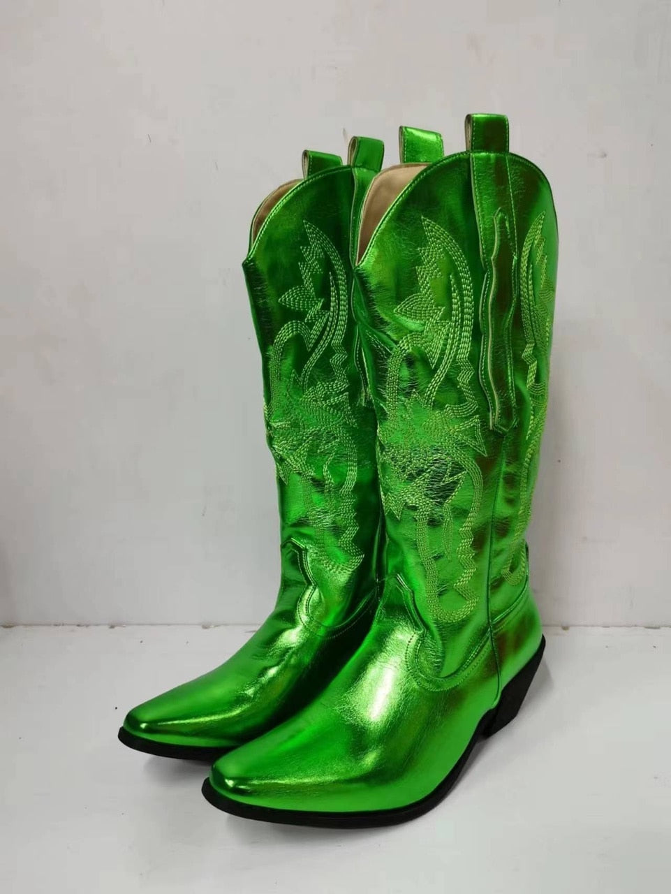 Peris Gems PU Leather Cowboy Boots for Women | Knee High Leather Boots SHEIN Amazon Temu