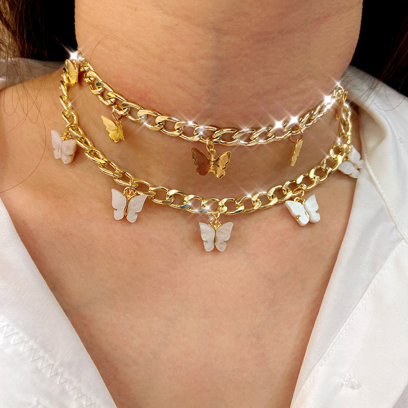 Peris Gems Punk Butterfly Pendant Necklace for Women | Gold Silver Choker Punk Butterfly Pendant Necklace for Women Gold Silver Choker SHEIN Amazon Temu