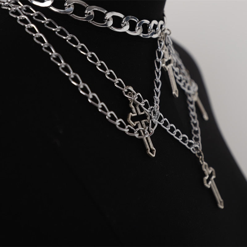 Peris Gems Punk Grunge Silver Layered Jesus Cross Choker Necklaces for Women SHEIN Amazon Temu