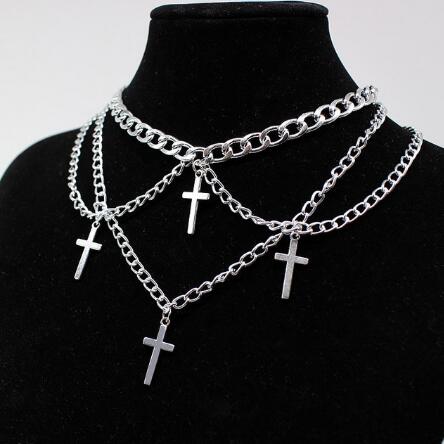 Peris Gems Punk Grunge Silver Layered Jesus Cross Choker Necklaces for Women SHEIN Amazon Temu