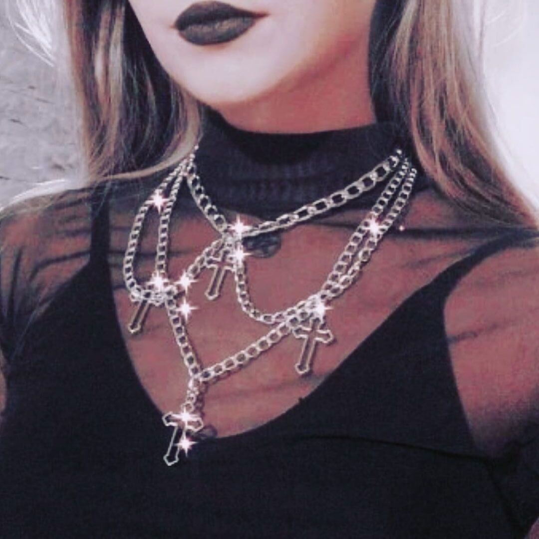 Peris Gems Punk Grunge Silver Layered Jesus Cross Choker Necklaces for Women SHEIN Amazon Temu