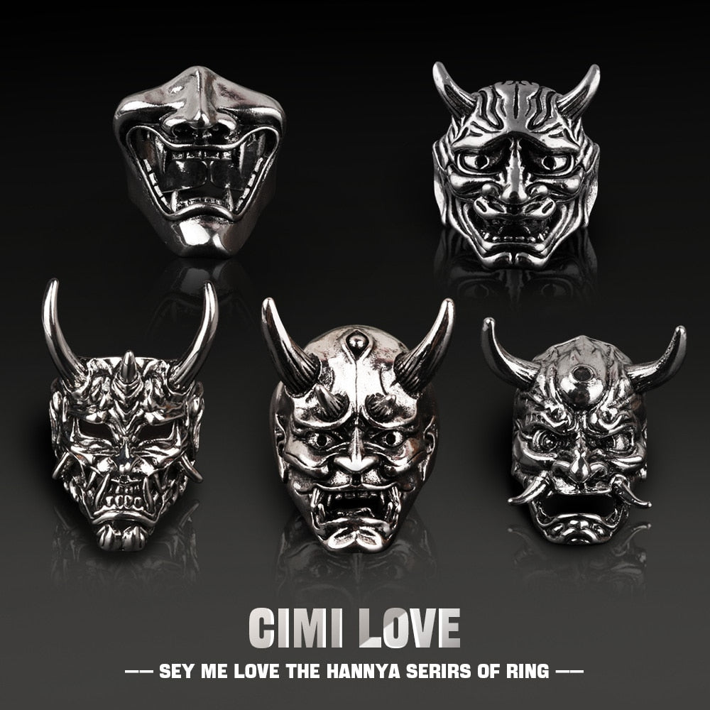 Peris Gems Punk Skull Hannya Mask Rings | Open Rings SHEIN Amazon Temu