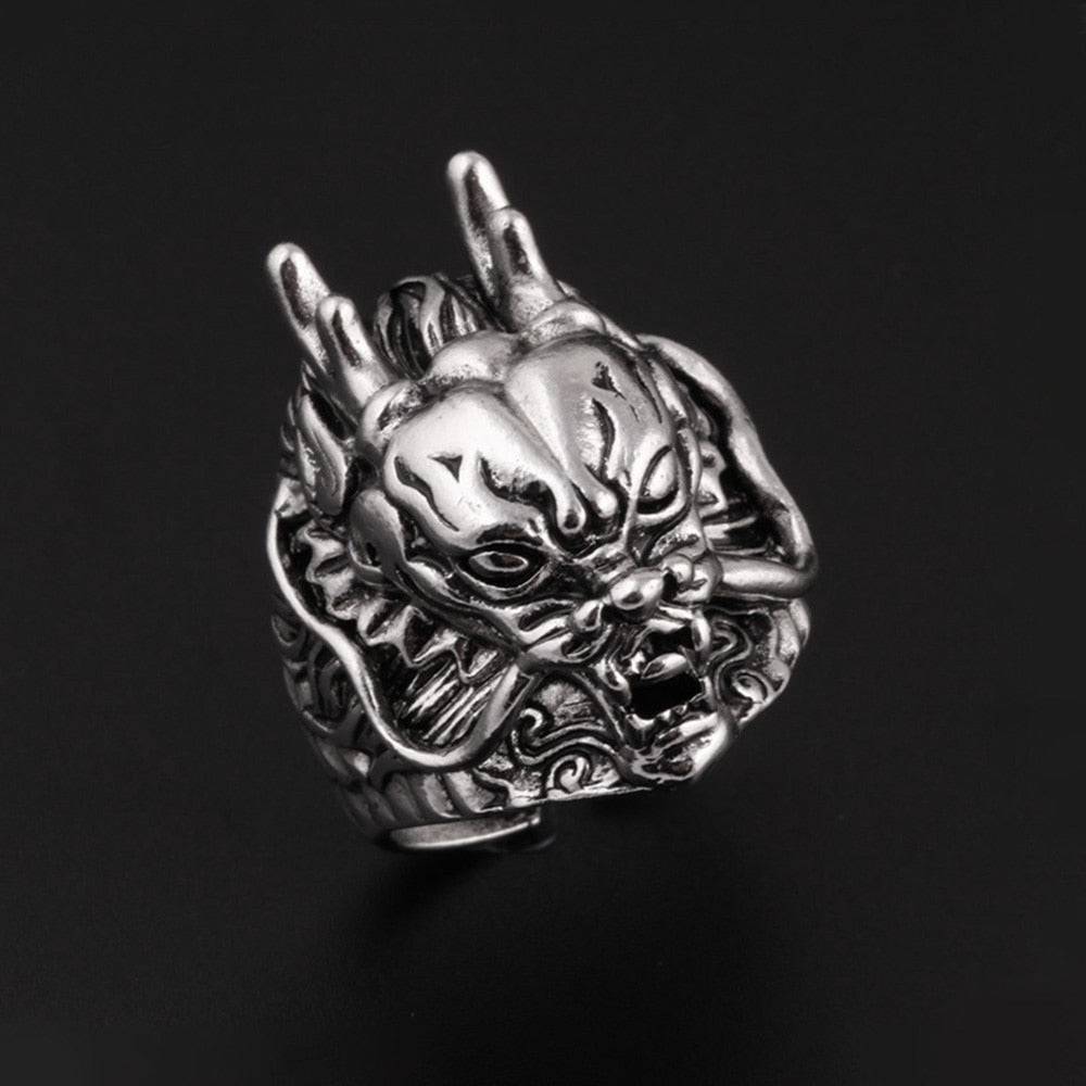 Peris Gems Punk Skull Hannya Mask Rings | Open Rings SHEIN Amazon Temu