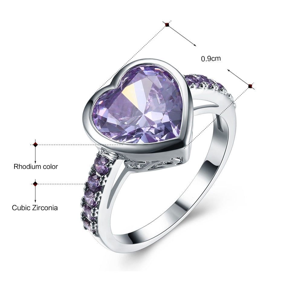 Peris Gems Purple Heart Ring for Women | Silver and Purple Diamond Love Ring SHEIN Amazon Temu