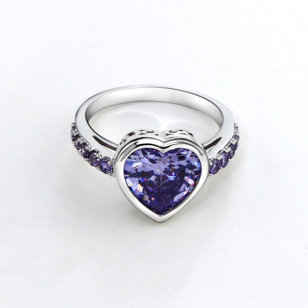 Peris Gems Purple Heart Ring for Women | Silver and Purple Diamond Love Ring SHEIN Amazon Temu