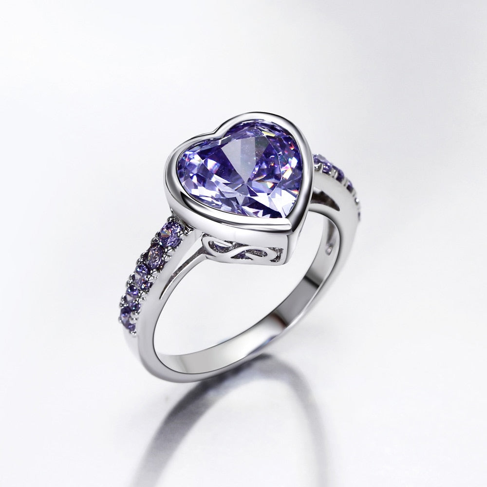 Peris Gems Purple Heart Ring for Women | Silver and Purple Diamond Love Ring SHEIN Amazon Temu