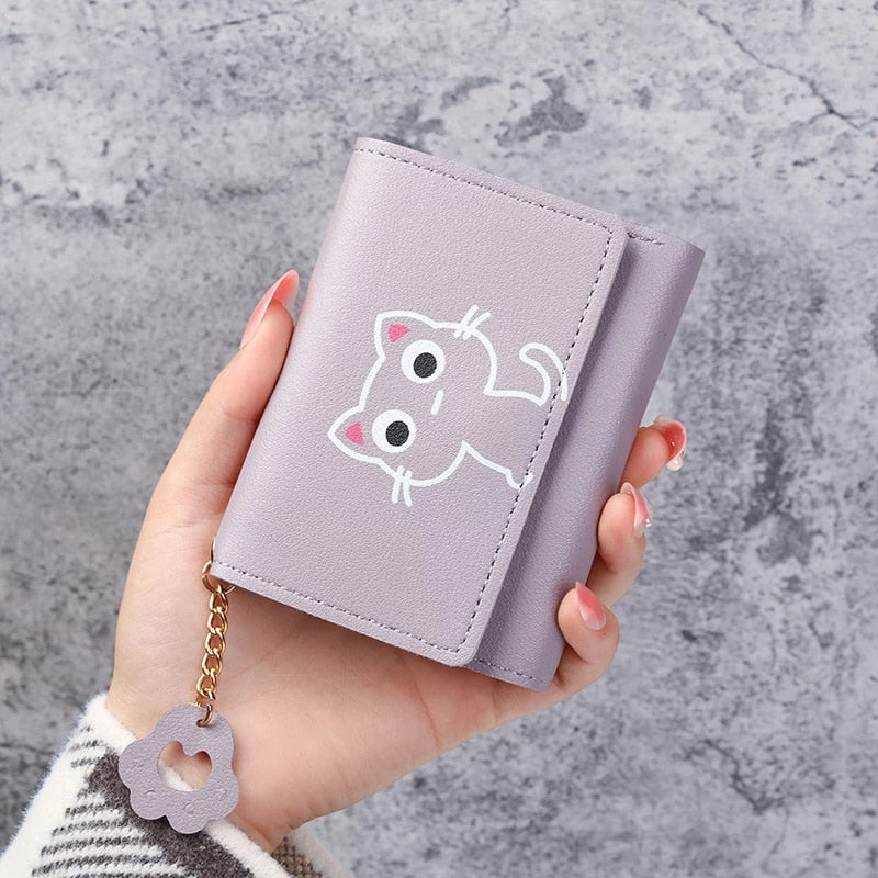 Peris Gems Purple Hollow Cat Cute Animal Art Small Wallet for Women | Short Purse for Females Small Card Holder SHEIN Amazon Temu