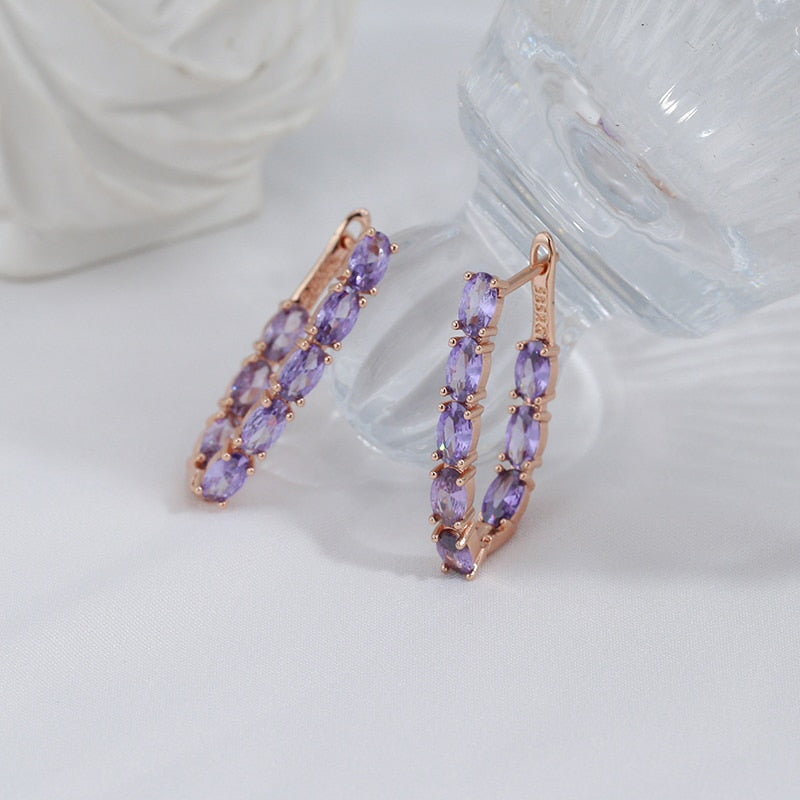 Peris Gems Purple Oval Claw Drop Earrings for Women | Gold Stud Earrings Purple Oval Claw Drop Earrings for Women | Gold Stud Earring SHEIN Amazon Temu
