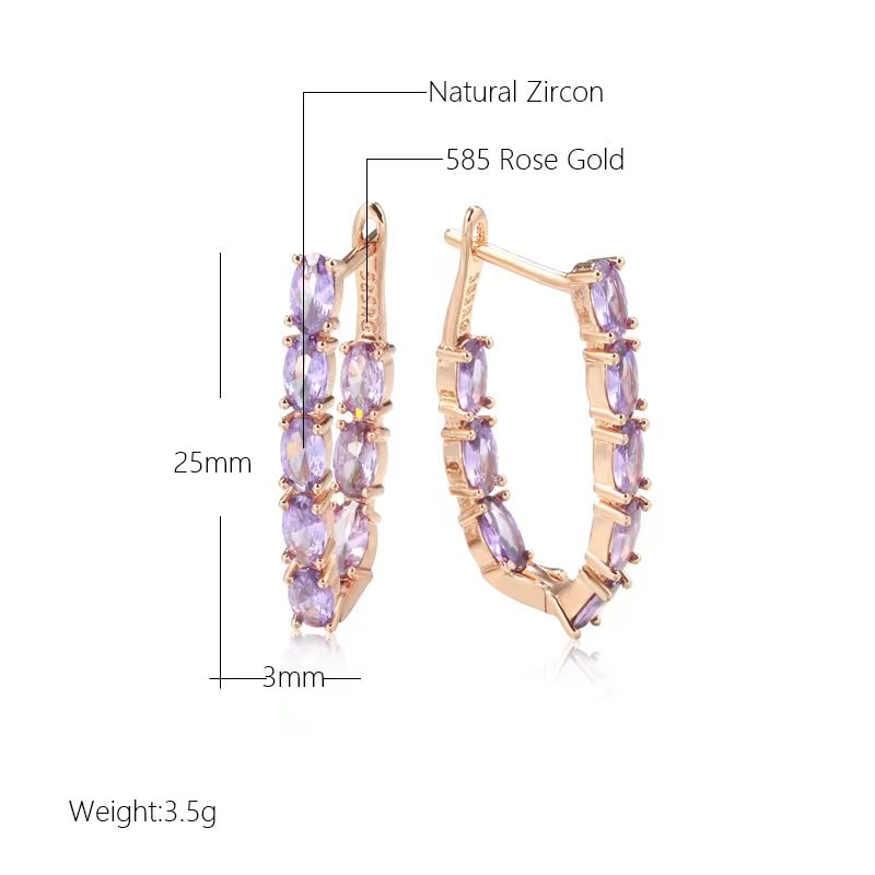 Peris Gems Purple Oval Claw Drop Earrings for Women | Gold Stud Earrings Purple Oval Claw Drop Earrings for Women | Gold Stud Earring SHEIN Amazon Temu