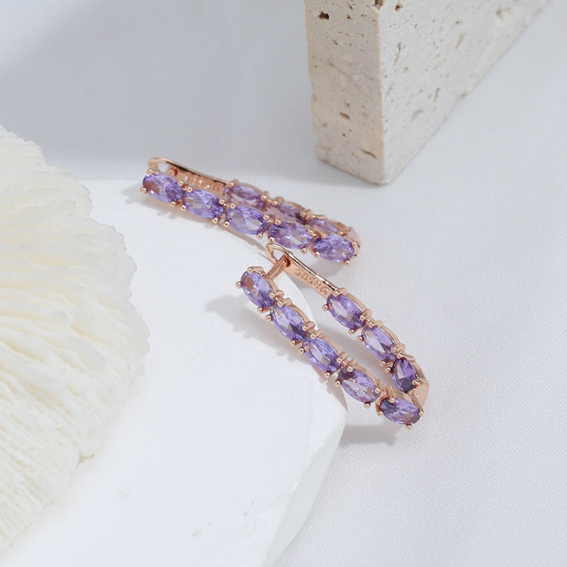 Peris Gems Purple Oval Claw Drop Earrings for Women | Gold Stud Earrings Purple Oval Claw Drop Earrings for Women | Gold Stud Earring SHEIN Amazon Temu