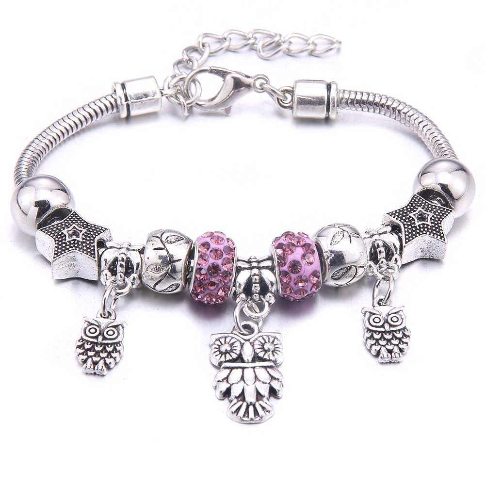 Peris Gems Purple Owl Dragonfly & Owl Pendants Crystal Charm Bracelets | Beads Bracelet for Women Dragonfly & Owl Pendants Crystal Charm Bracelets SHEIN Amazon Temu