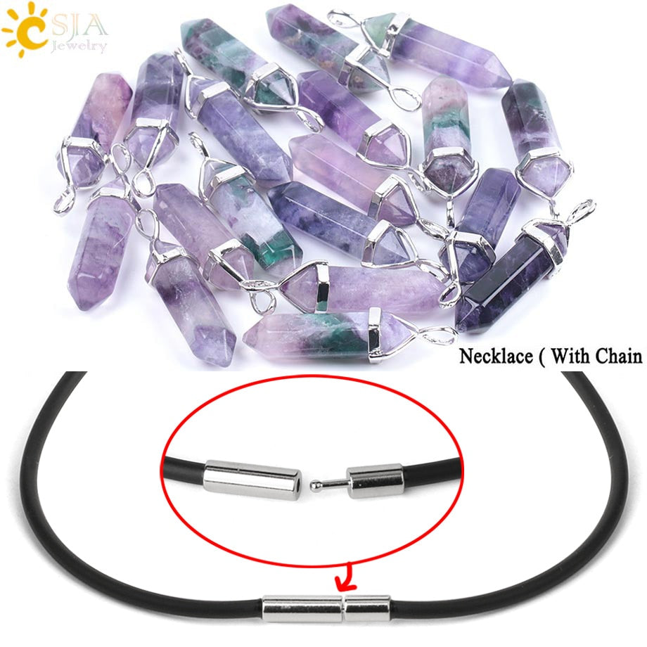 Peris Gems Purple-PUChain Crystal Quartz Fluorite Pendant Necklaces - Chakra Gemstones SHEIN Amazon Temu
