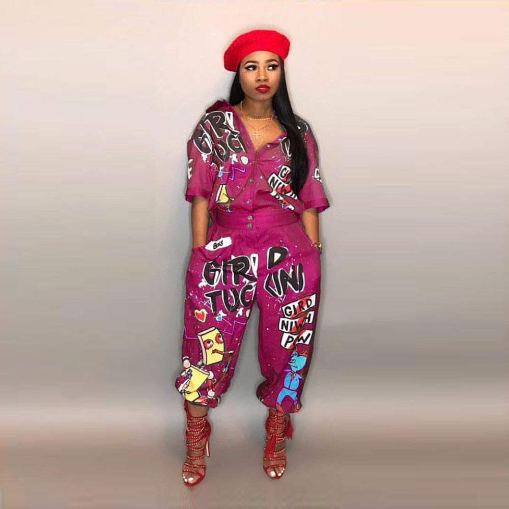 Peris Gems Purple / S Graphic Print Turn Down Romper Jumpsuit for Women SHEIN Amazon Temu
