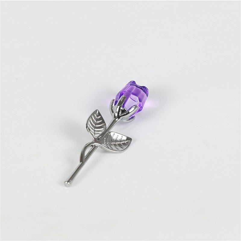 Peris Gems purple silver flower Glass Rose Flower with Box | Silver Gold Romantic Gift SHEIN Amazon Temu