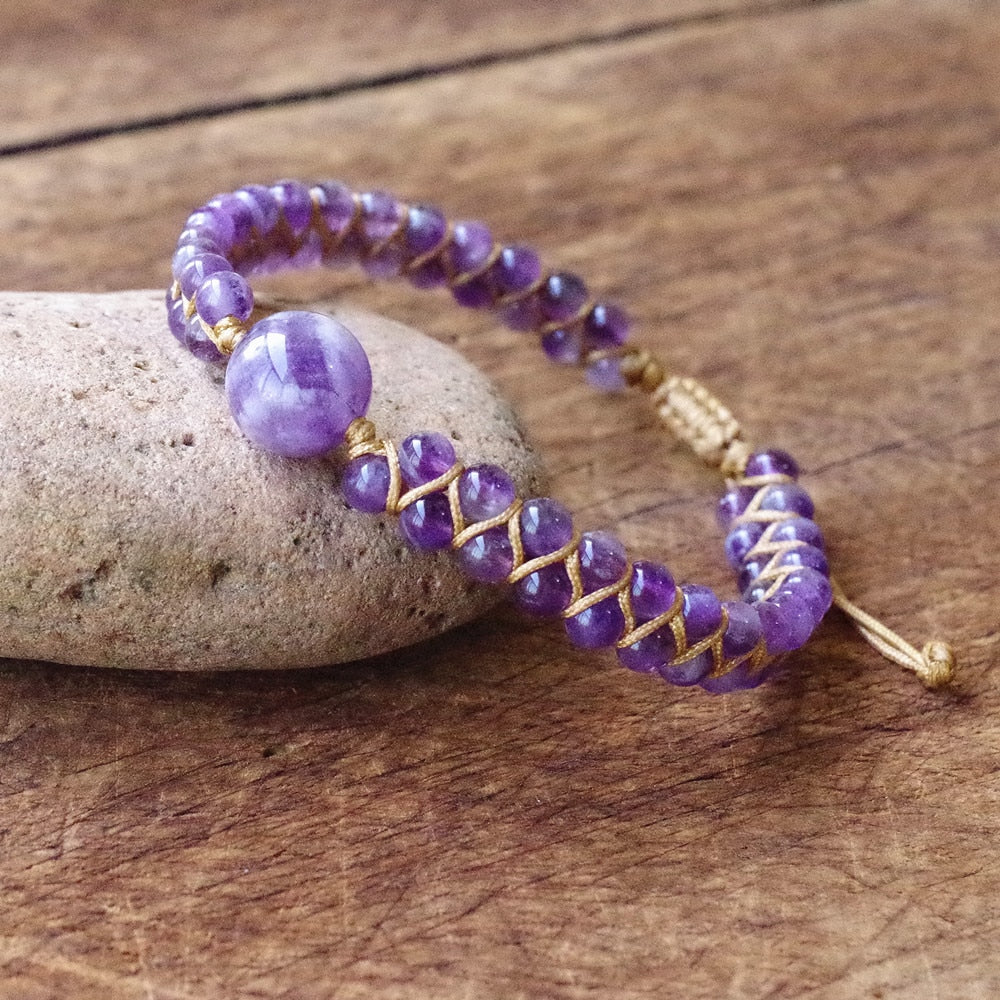 Peris Gems Purple Stone String Beads Bracelet Unisex | Yoga Bracelet SHEIN Amazon Temu