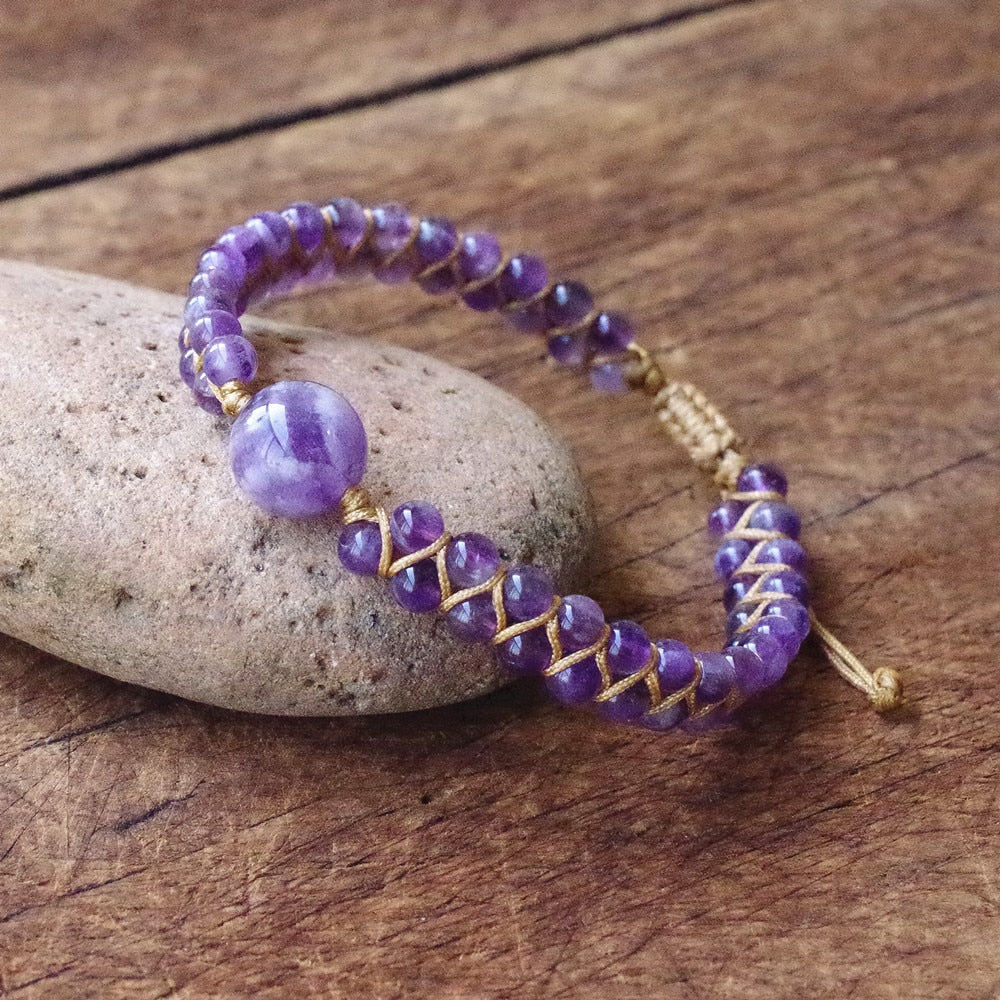 Peris Gems Purple Stone String Beads Bracelet Unisex | Yoga Bracelet SHEIN Amazon Temu
