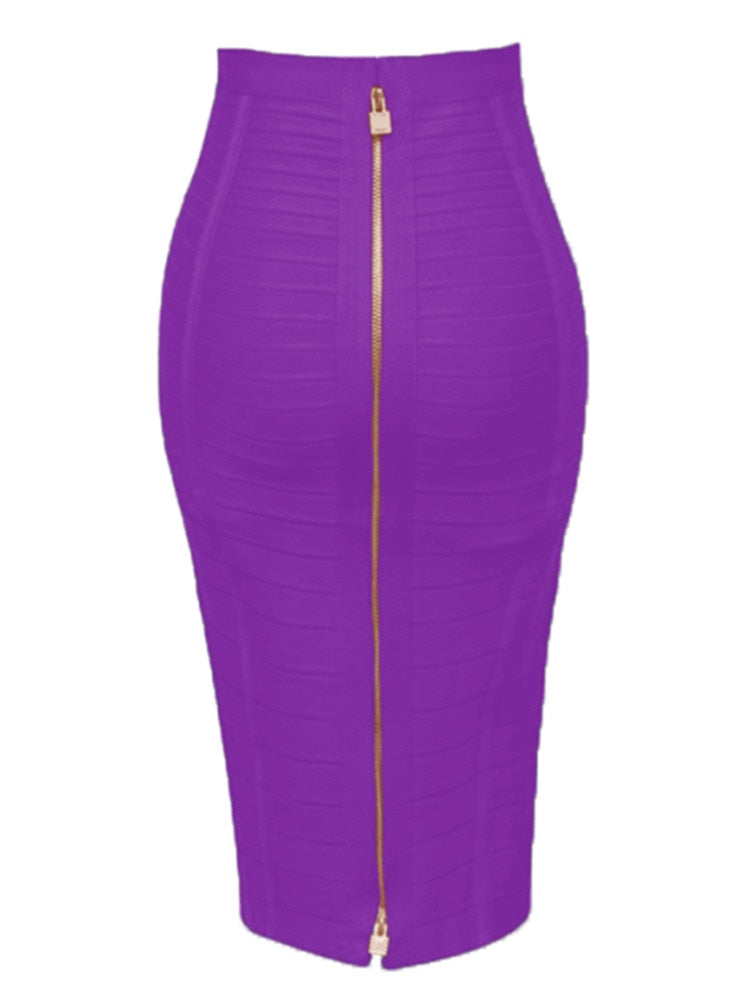 Peris Gems Purple / XS Elastic Solid Bandage Zipper Skirt for Women | Pencil Skirts SHEIN Amazon Temu