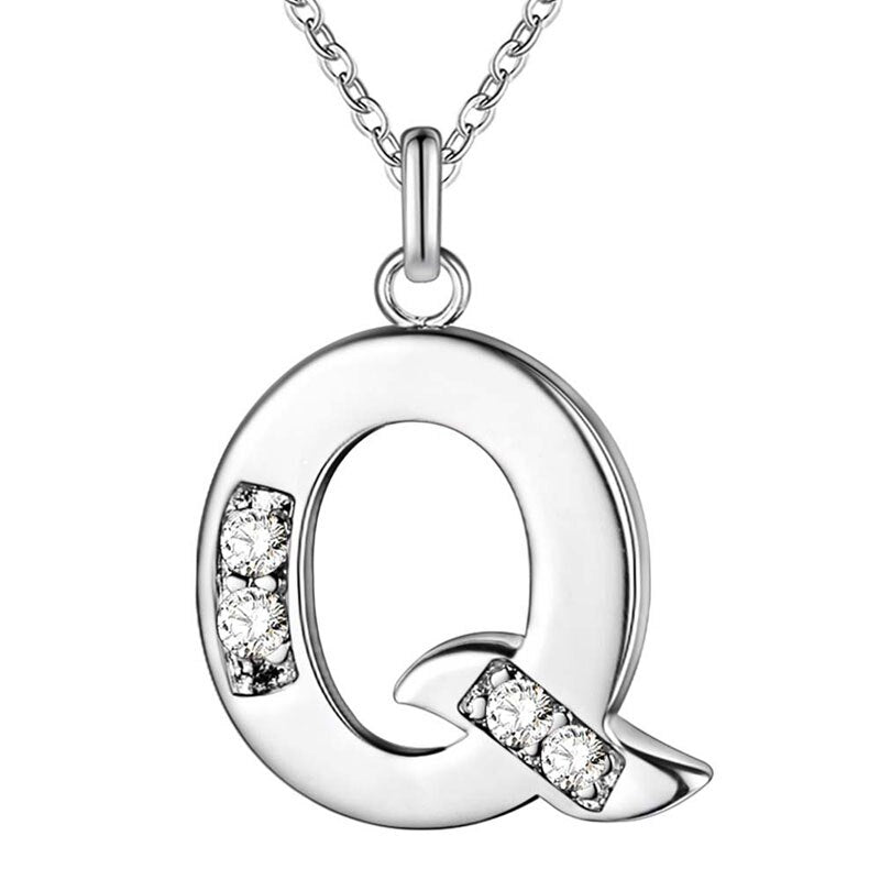 Peris Gems Q Initial Letter Silver Diamond Necklaces | Elegant Unisex Initial Necklace SHEIN Amazon Temu