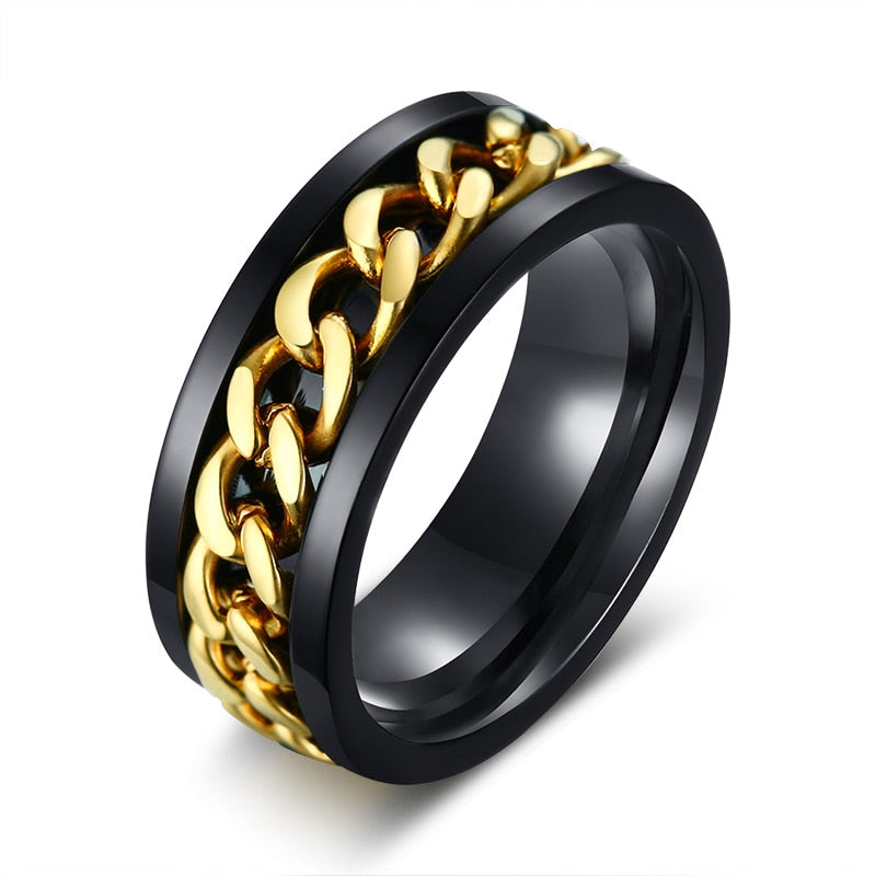 Peris Gems R-016GB / 7 Spinner Cuban Chain Rings Unisex | Titanium Signet Rings SHEIN Amazon Temu