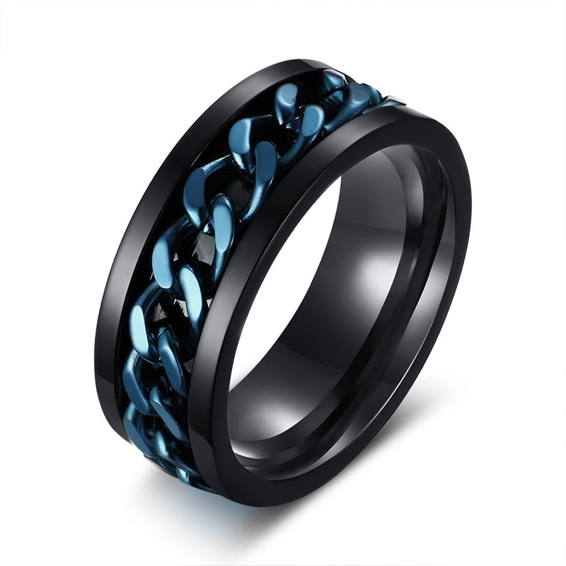 Peris Gems R-016LB / 7 Spinner Cuban Chain Rings Unisex | Titanium Signet Rings SHEIN Amazon Temu