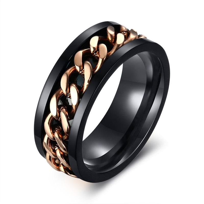 Peris Gems R-016RB / 8 Spinner Cuban Chain Rings Unisex | Titanium Signet Rings SHEIN Amazon Temu