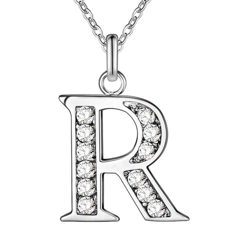 Peris Gems R Initial Letter Silver Diamond Necklaces | Elegant Unisex Initial Necklace SHEIN Amazon Temu