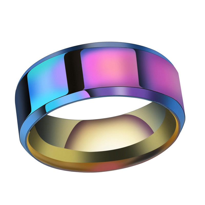 Peris Gems Rainbow / 5 Classic Polished Titanium Rings Unisex | Stainless Steel SHEIN Amazon Temu