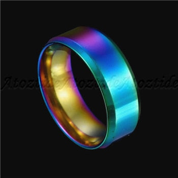 Peris Gems Rainbow / 5 Round Titanium Stainless Steel Rings Unisex | 8mm Party Rings Round Titanium Stainless Steel Rings Unisex | 8mm Party Ring SHEIN Amazon Temu