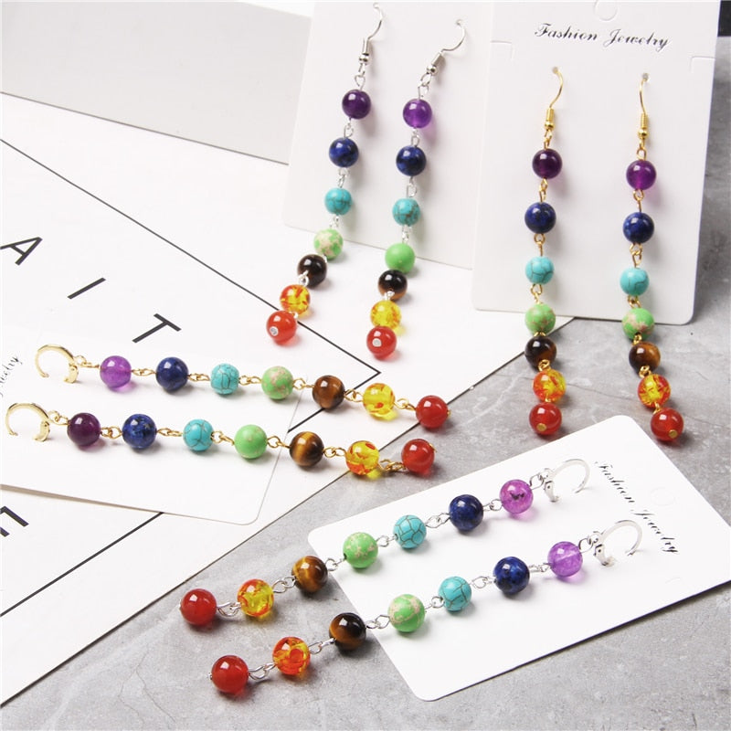 Peris Gems Rainbow 7 Chakra Stone Tassel Earrings for Women SHEIN Amazon Temu