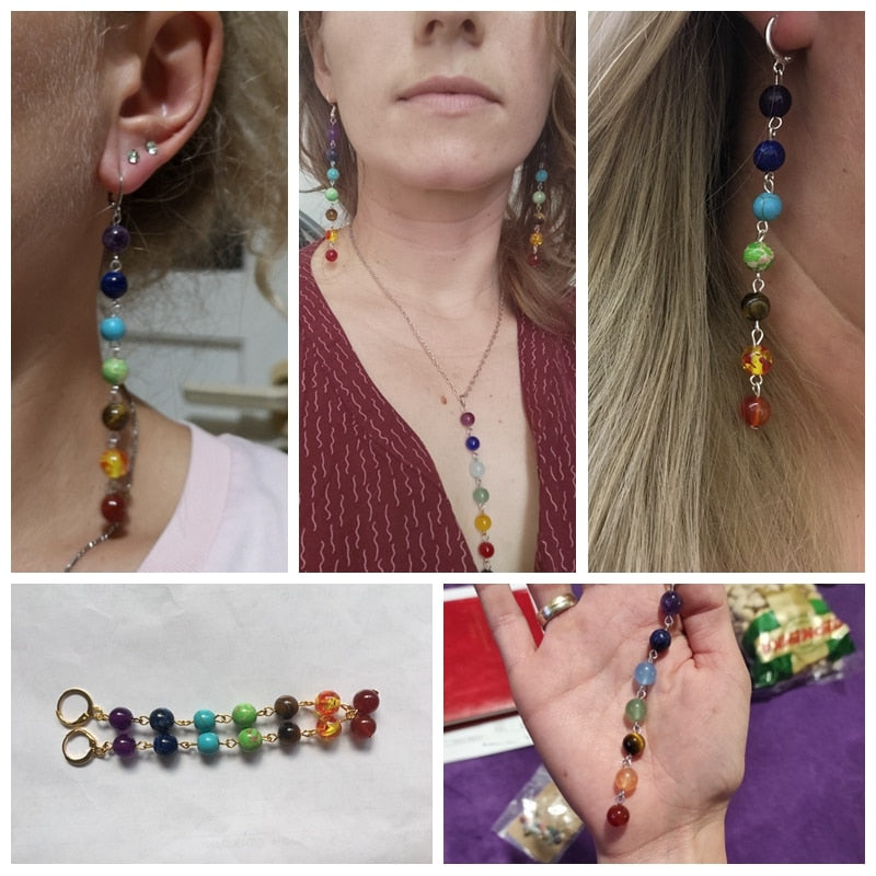 Peris Gems Rainbow 7 Chakra Stone Tassel Earrings for Women SHEIN Amazon Temu