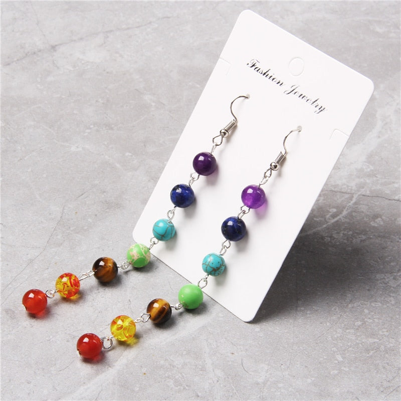 Peris Gems Rainbow 7 Chakra Stone Tassel Earrings for Women SHEIN Amazon Temu