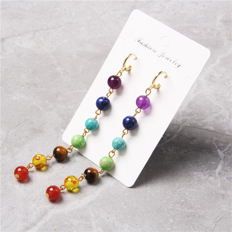 Peris Gems Rainbow 7 Chakra Stone Tassel Earrings for Women SHEIN Amazon Temu