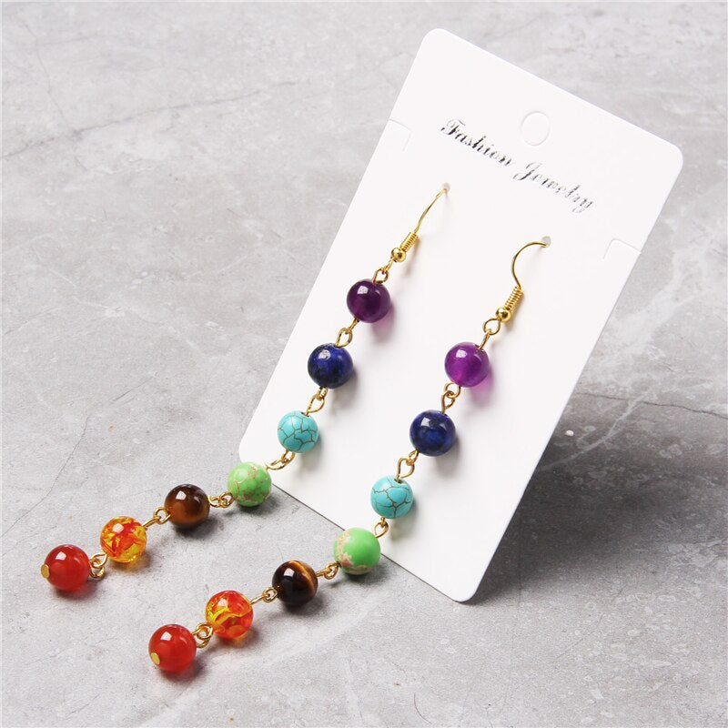 Peris Gems Rainbow 7 Chakra Stone Tassel Earrings for Women SHEIN Amazon Temu