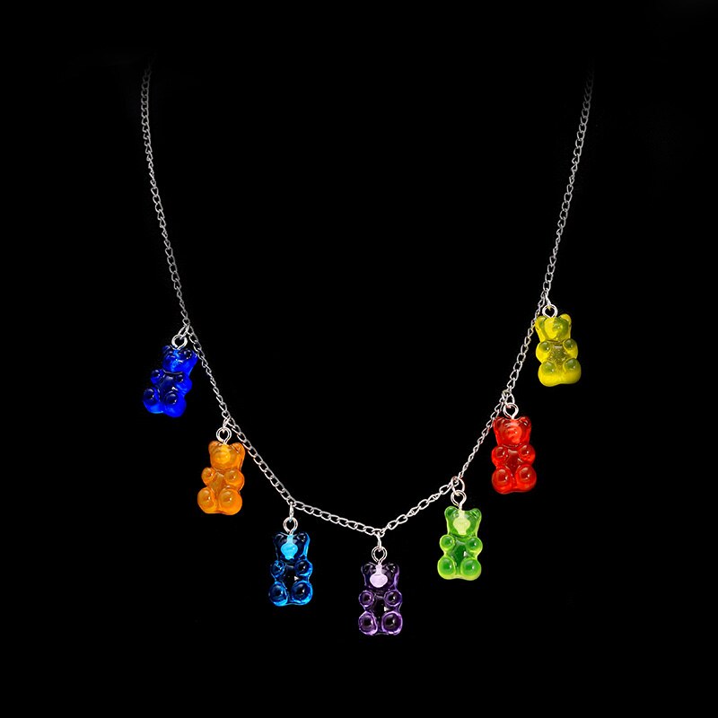 Peris Gems Rainbow Gummy Bear Pendant Necklace for Women | Cartoon Bear Jewelry Rainbow Gummy Bear Pendant Necklace for Women | Cartoon Bear SHEIN Amazon Temu