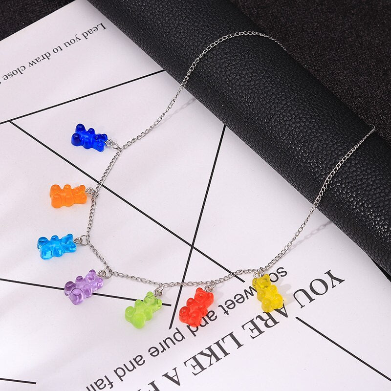 Peris Gems Rainbow Gummy Bear Pendant Necklace for Women | Cartoon Bear Jewelry Rainbow Gummy Bear Pendant Necklace for Women | Cartoon Bear SHEIN Amazon Temu