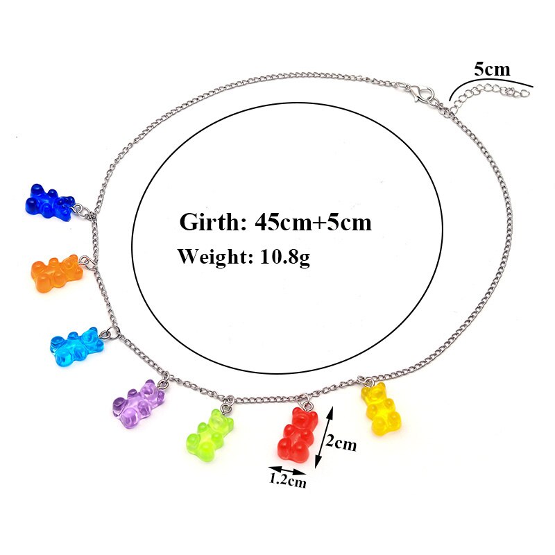 Peris Gems Rainbow Gummy Bear Pendant Necklace for Women | Cartoon Bear Jewelry Rainbow Gummy Bear Pendant Necklace for Women | Cartoon Bear SHEIN Amazon Temu