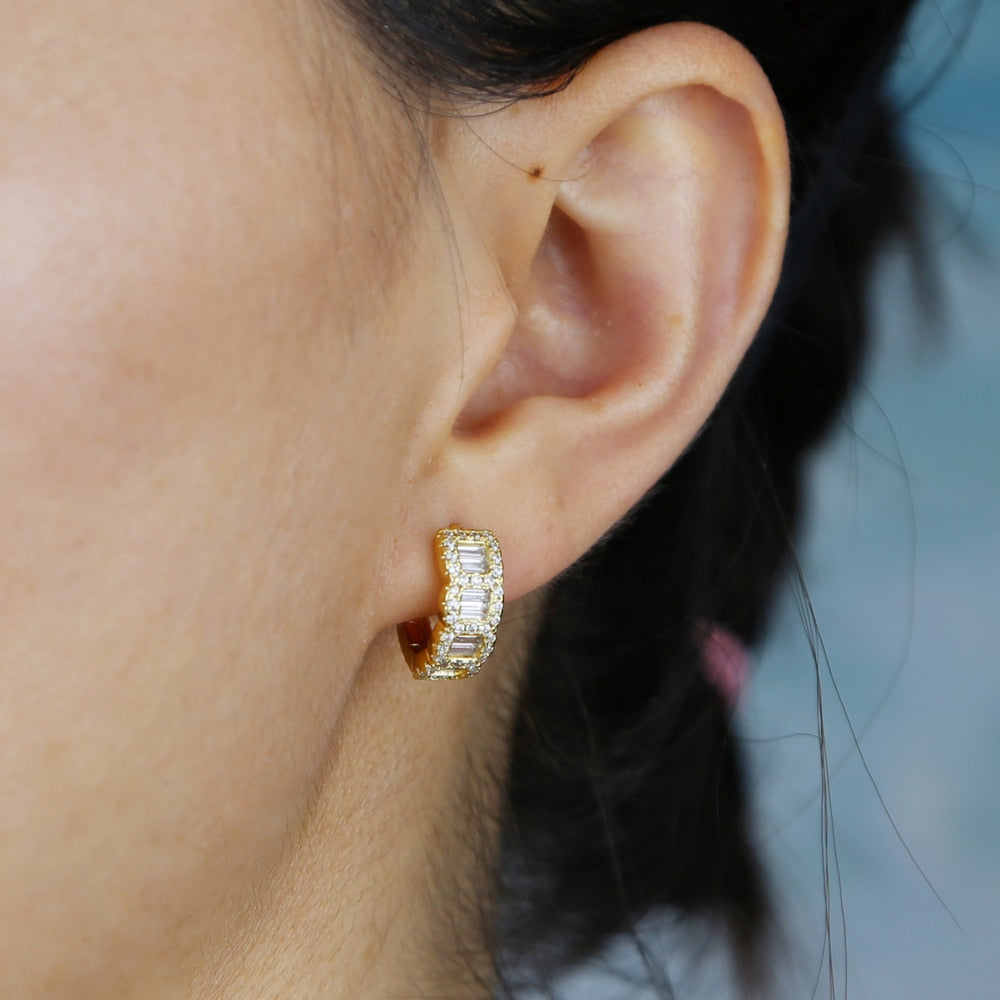 Peris Gems Rectangle Diamond Earrings for Women | Cubic Diamond Gold and Silver Earrings for Women SHEIN Amazon Temu