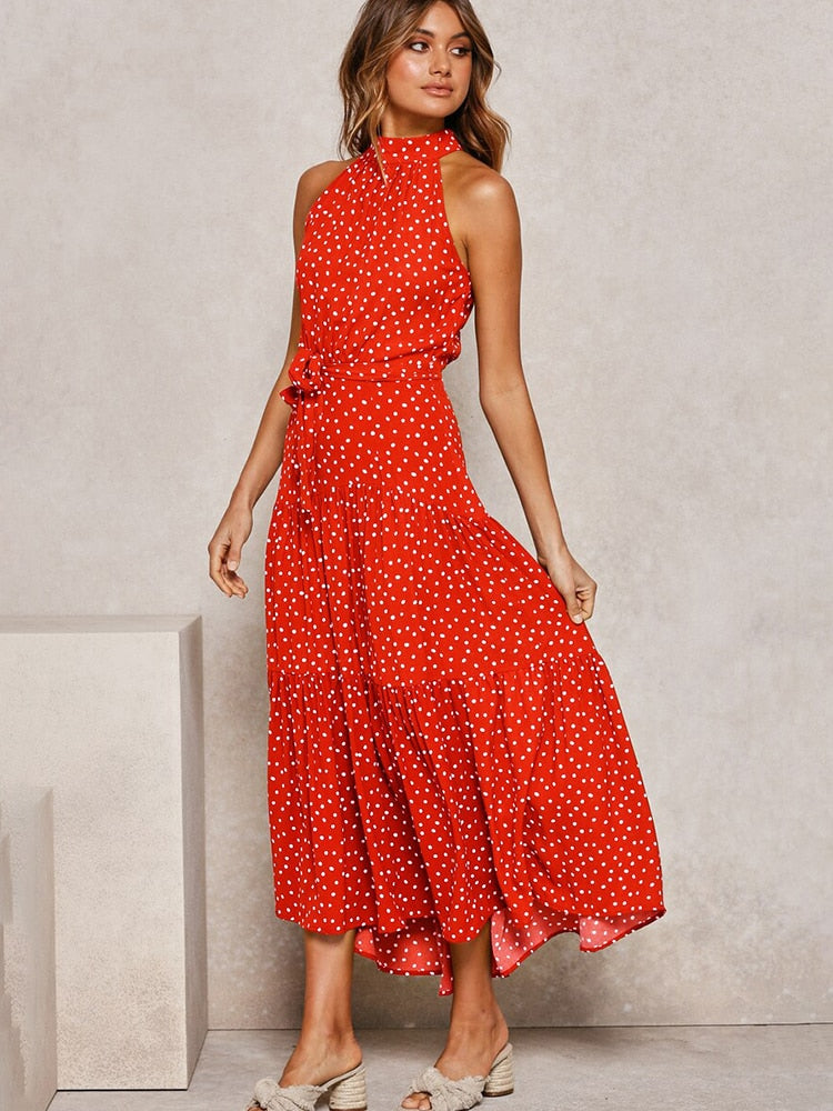 Peris Gems Red 100 Polyester / S Long Strapless Polka Dot Casual Dresses - Cute Summer Sundresses SHEIN Amazon Temu