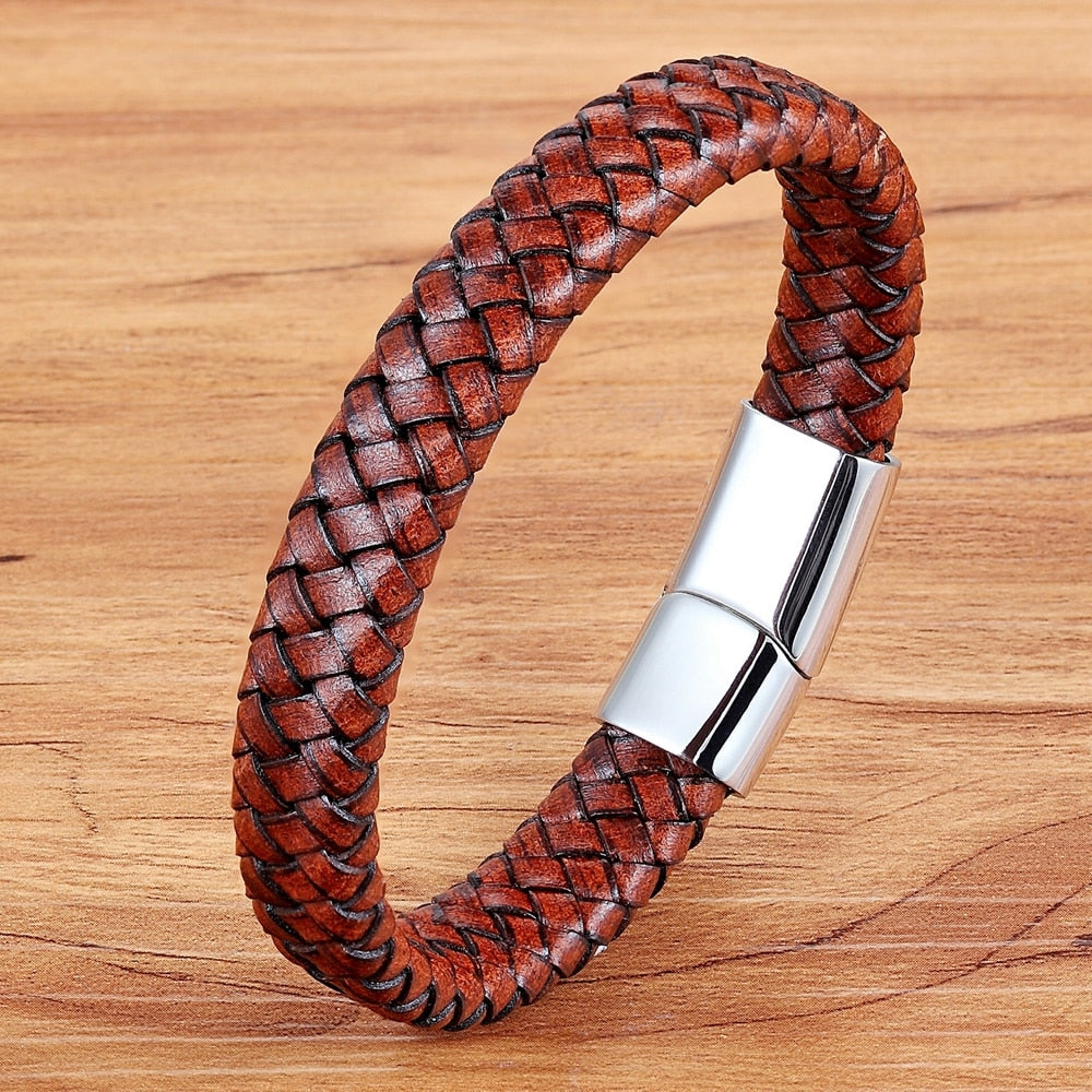 Peris Gems Red / 19cm Bride Leather Magnetic Clasp Rope Bracelets Unisex SHEIN Amazon Temu
