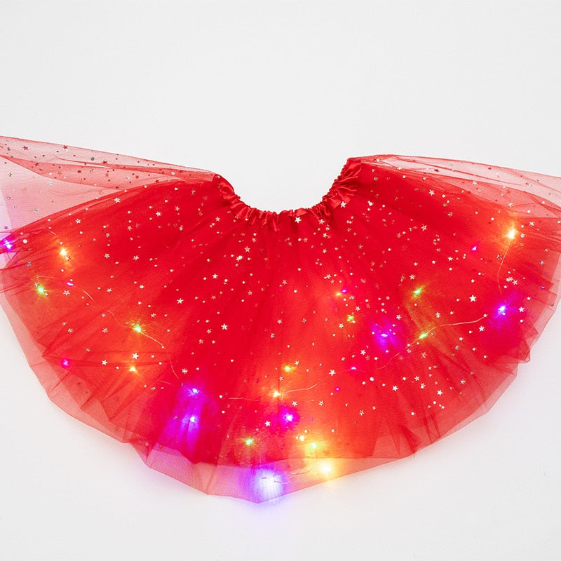 Peris Gems red / 3-12 years old LED Glowing Kid Girls Princess Tutu Skirts | Children Dancing Miniskirt LED Glowing Kid Girls Princess Tutu Skirts Dancing Miniskirt SHEIN Amazon Temu