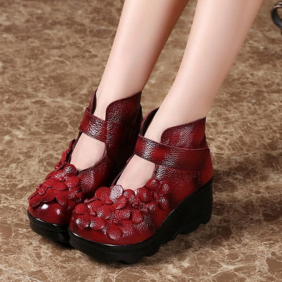 Peris Gems Red / 5 Round Toe Leather Ankle Boots for Women | Platform Boots SHEIN Amazon Temu