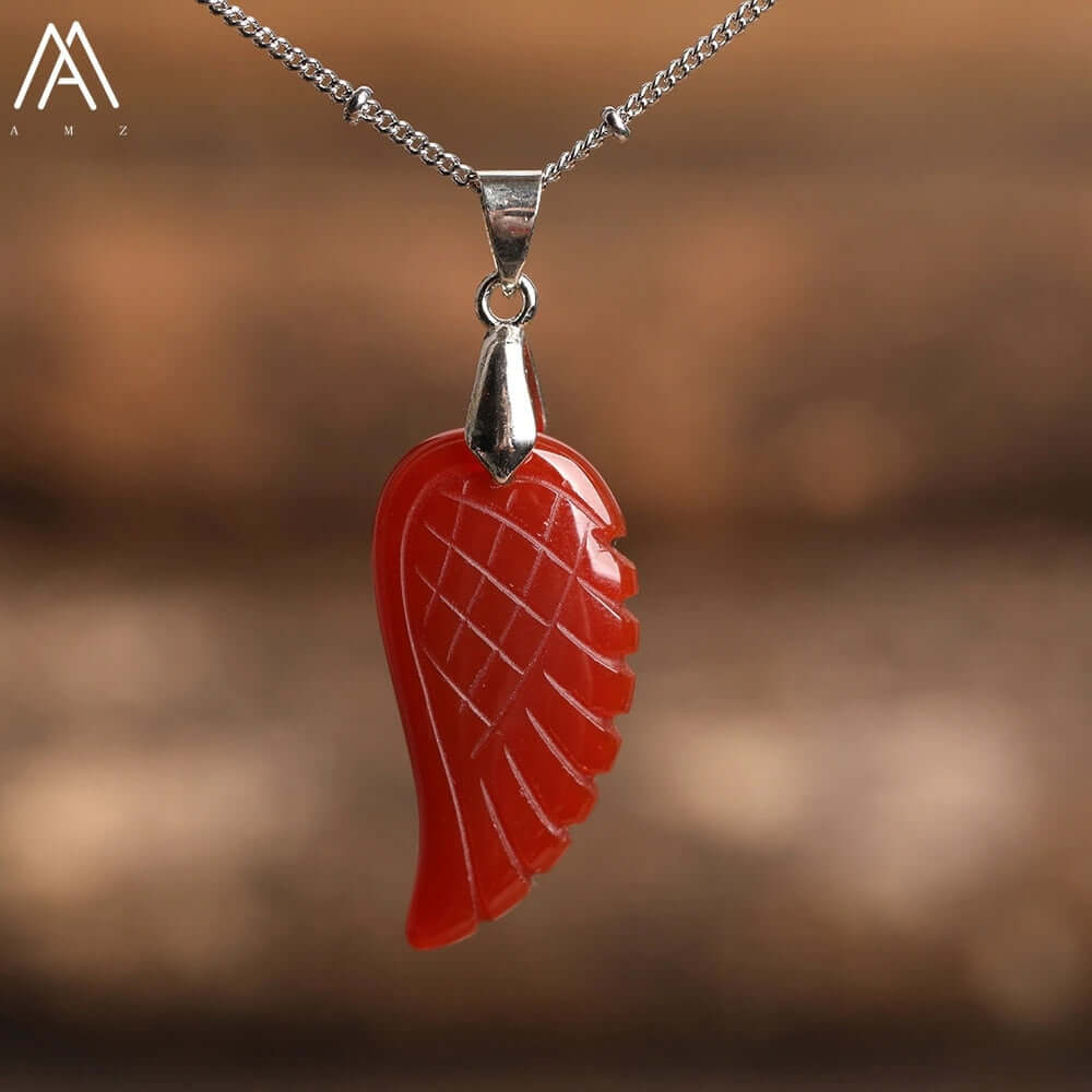 Peris Gems Red Agate Angel Wing Labradorite Choker Necklace - Quartz Crystal Angel Wings SHEIN Amazon Temu