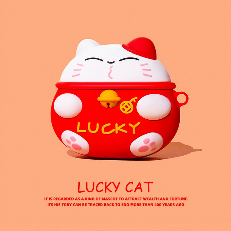Peris Gems Red Cat / for AirPods 1 Japanese Style Lucky Cat Silicone AirPod Pro Protective Case SHEIN Amazon Temu
