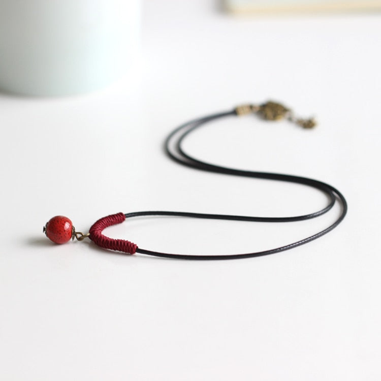 Peris Gems Red Ceramic Tomato Pendant Rope Necklace for Women SHEIN Amazon Temu