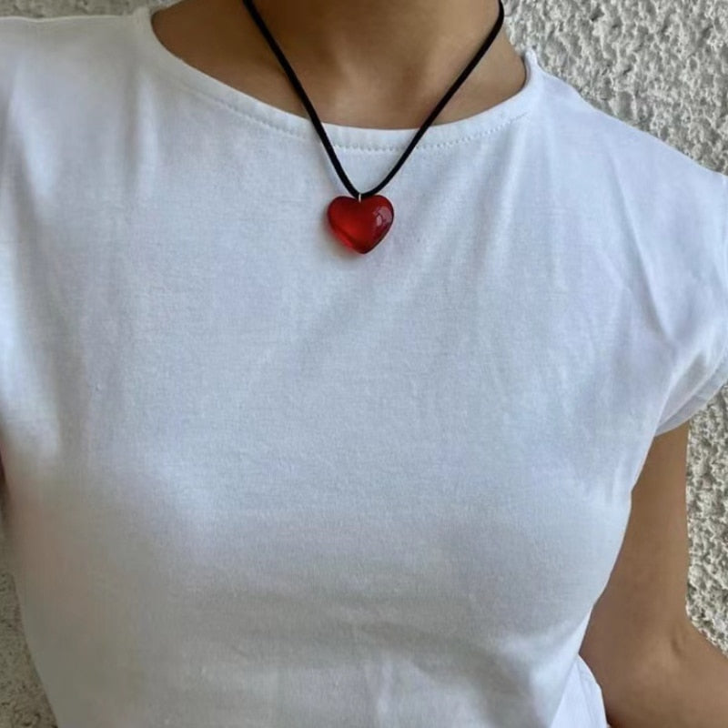 Peris Gems Red Crystal Love Heart Pendant Necklaces for Women | Red Heart Necklace SHEIN Amazon Temu