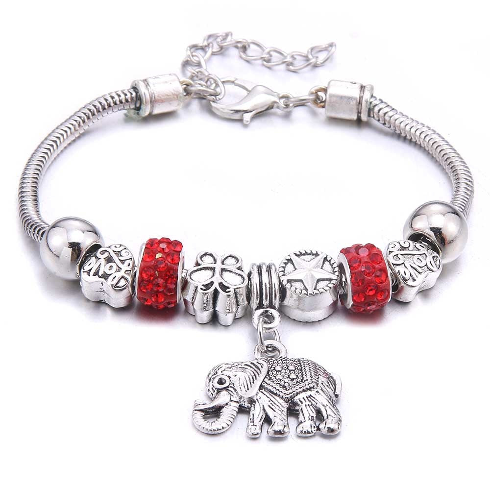 Peris Gems Red Elephant Dragonfly & Owl Pendants Crystal Charm Bracelets | Beads Bracelet for Women Dragonfly & Owl Pendants Crystal Charm Bracelets SHEIN Amazon Temu