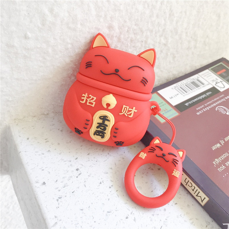 Peris Gems Red / for AirPods 1 Japanese Style Lucky Cat Silicone AirPod Pro Protective Case SHEIN Amazon Temu